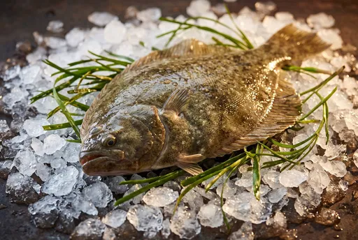Fresh Whole Flounder on Crushed Ice