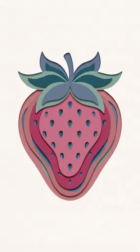 Layered Paper Cutout Strawberry Illustration