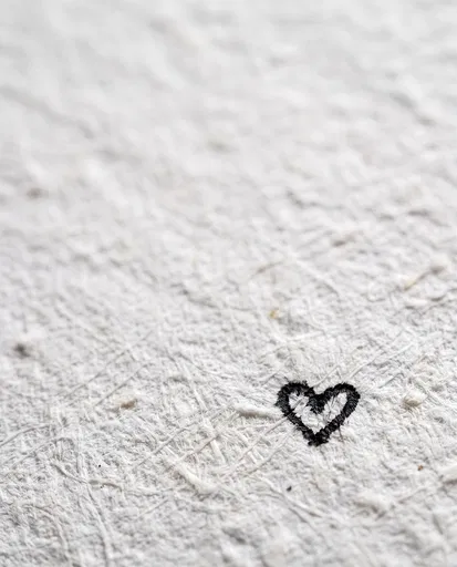 Minimalist Black Ink Heart on Paper