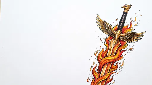 Fantasy Phoenix Sword With Fiery Blade Illustration