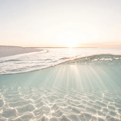 Split-Level Sunset Over Clear Ocean Shallows