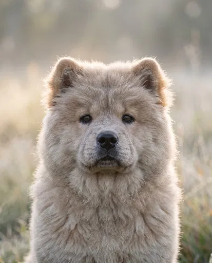 Fluffy Beige Chow Chow Puppy Portrait