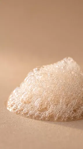 Macro Cleansing Foam on Beige Backdrop