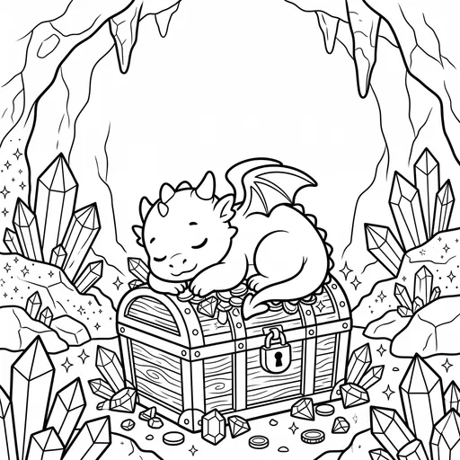 Sleeping Baby Dragon Coloring Page