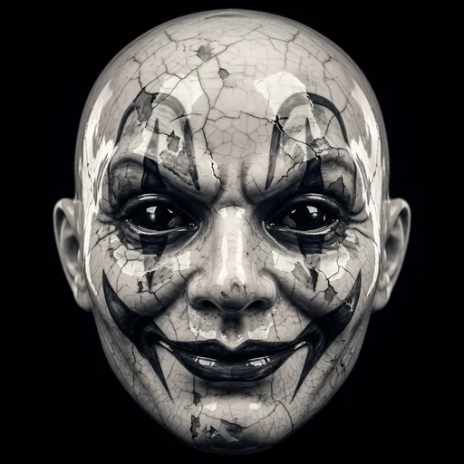 Cracked Porcelain Scary Clown Face