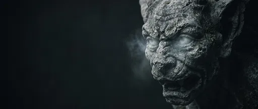 Weathered Stone Gargoyle With Glowing Eyes