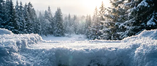 Sunlit Frosted Snow Ledge Winter Backdrop