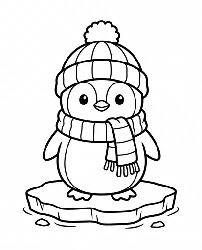 Cute Baby Penguin Winter Coloring Page
