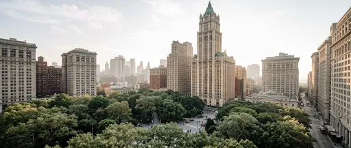 Aerial View of Manhattan Park and Skyline