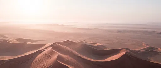 Hazy Red Sand Dunes Aerial View