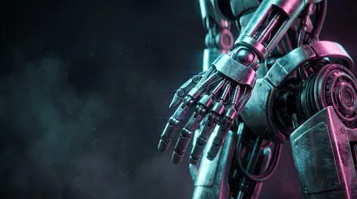 Brushed Steel Robot Hand Close-Up