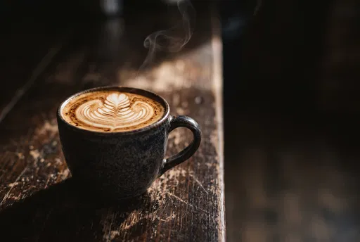 Artisan Mug With Latte Art On Wood
