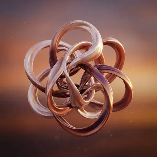 Abstract Opalescent Interwoven Loops at Dusk