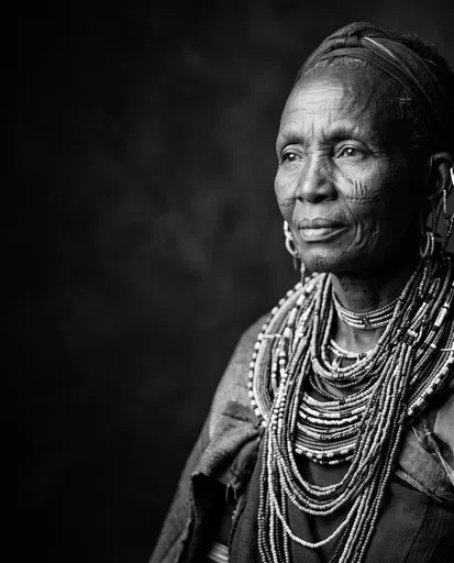 Monochrome Portrait of Elder African Woman