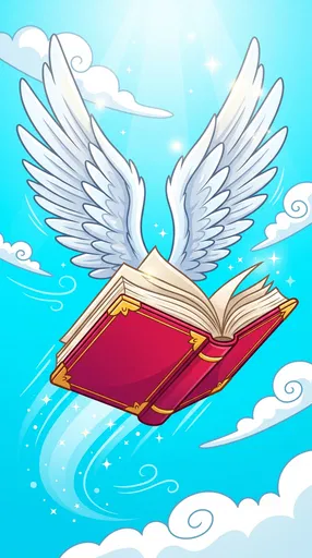 Cartoon Flying Red Book With White Wings