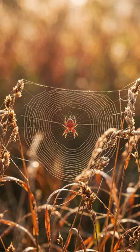 Crimson Spider in Golden Hour Web