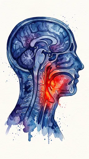 Watercolor Head Profile Showing Sore Throat