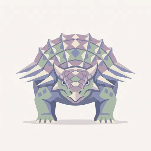Geometric Pastel Ankylosaurus Front View Illustration