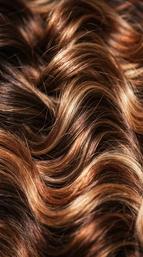 Swirling Glossy Brown and Blonde Hair