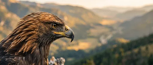 Golden Eagle Profile Over Mountain Valley