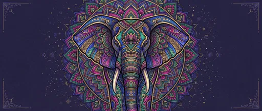 Ornate Colorful Elephant Mandala Illustration