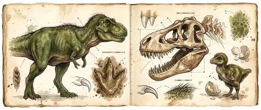 Watercolor Tyrannosaurus Rex Natural History Sketchbook