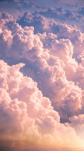 Pink and Lilac Sunset Cumulus Clouds