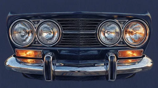 Classic Car Front Colored Pencil Drawing