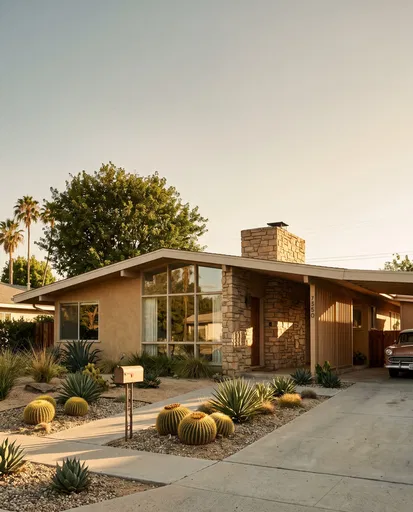 Mid-Century Modern Ranch House in Afternoon Light