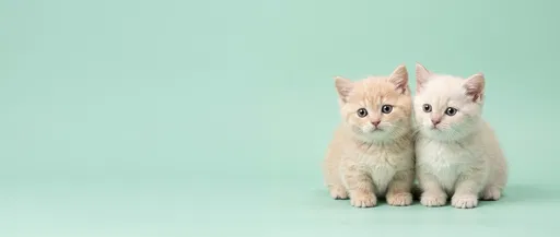 Two Cream Kittens on Mint Background