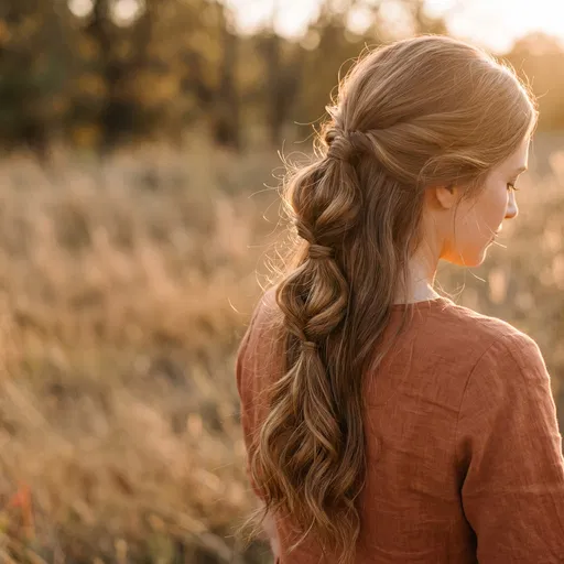 Woman With Cascading Ponytail At Sunset