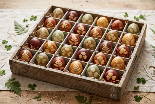 Botanically Dyed Easter Eggs in Wooden Crate