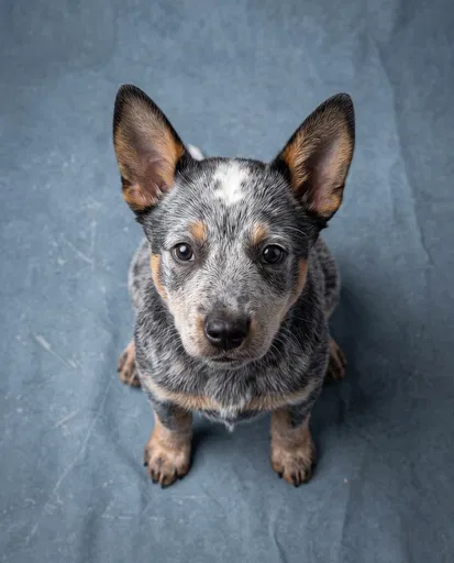 Blue Heeler Puppy Looking Up
