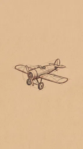 Vintage Monoplane Sketch on Kraft Paper