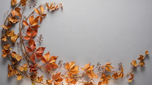 Autumn Vines Border on Grey Background
