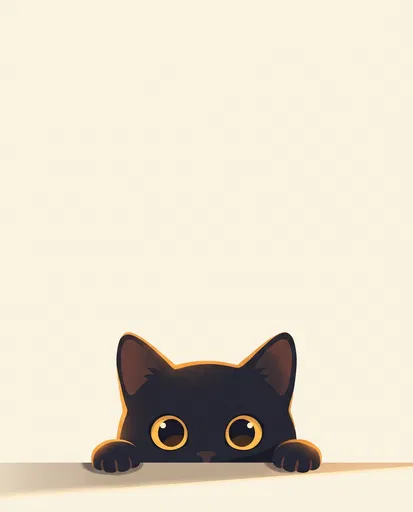 Cute Black Kitten Peeking Over Ledge
