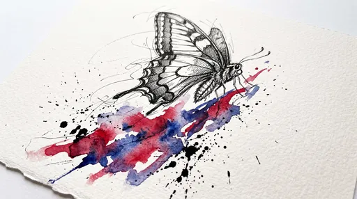 Ink and Watercolor Swallowtail Butterfly Sketch