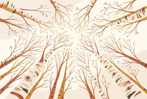 Low Angle Birch Trees Illustration