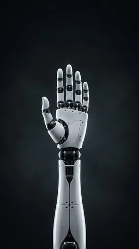 White Robotic Hand on Dark Background