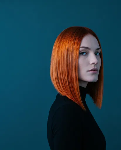 Woman with Vibrant Copper Bob Portrait