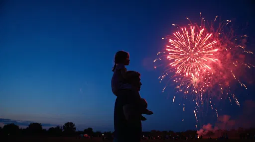 Father and Daughter Watching Fireworks