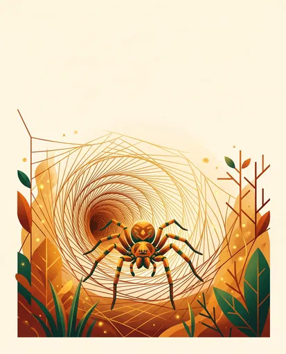 Geometric Funnel Weaver Spider Vector Illustration