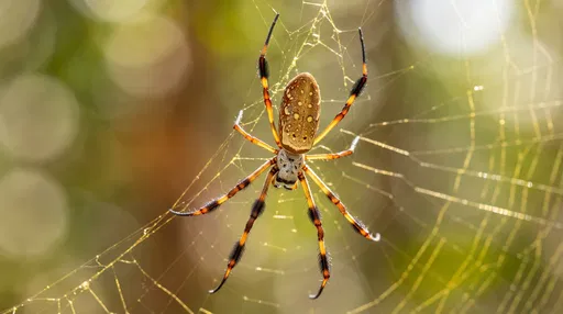 Golden Silk Orb-Weaver Spider on Web