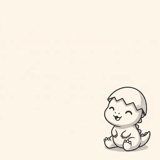 Cute Baby Dinosaur Line Art Illustration