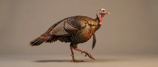 Wild Turkey Tom Walking in Studio Profile