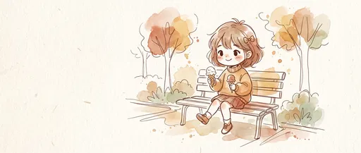 Chibi Girl With Ice Cream on Bench
