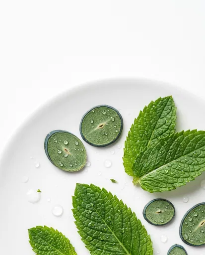 Fresh Mint Leaves and Botanical Slices