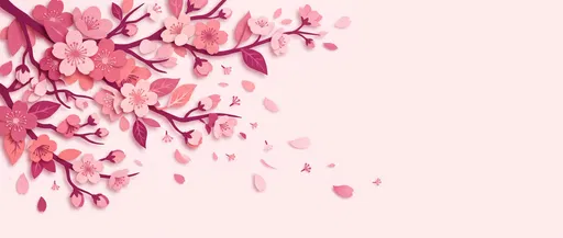 Pink Paper-Cut Sakura Blossom Background