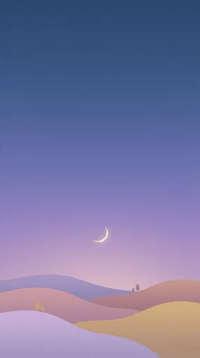 Minimalist Pastel Hills and Crescent Moon