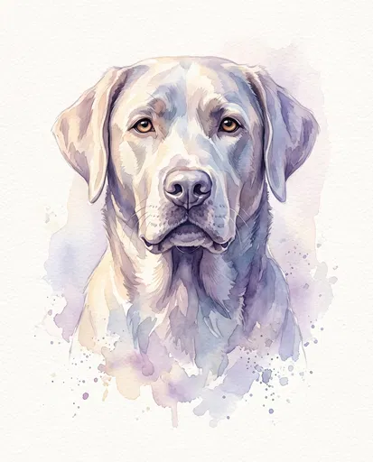 Watercolor Portrait of Silver Labrador Retriever